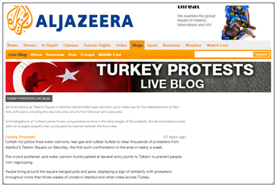 Al Jazeera LIve Blog Turkey