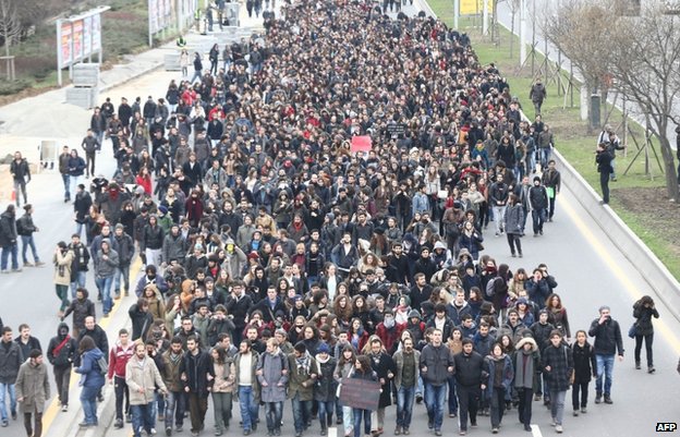 Some 2,000 people demonstrated near the Middle East Technical University in Ankara Some 2,000 people demonstrated near the Middle East Technical University in Ankara